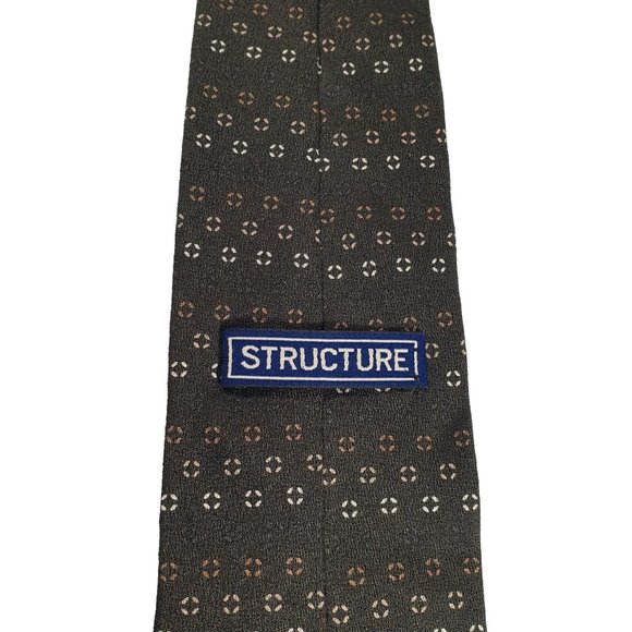 Structure Mens Necktie Tie Designer Accessory Office Work Casual Dad Gift Olive - Picture 4 of 5